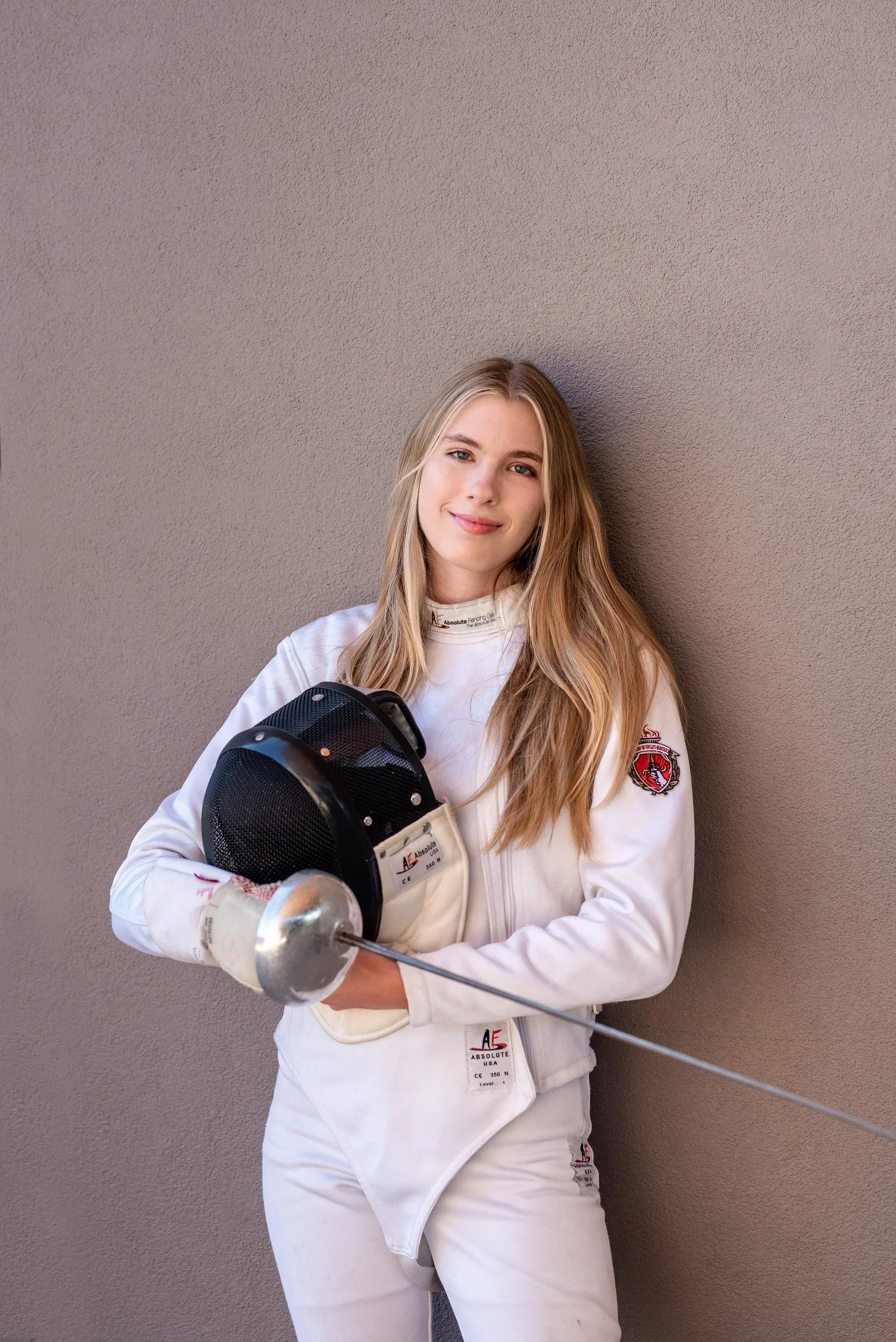 Portrait of Ekaterina Teslenko in fencing gear