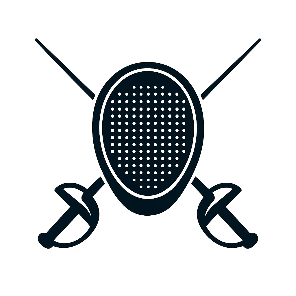 Fencing Exchange logo mark: a fencing mask with two crossed foils